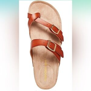 Madden Girl Women's Bryceee Open Toe Slide Sandal in Cognac Paris, Sz 6, New